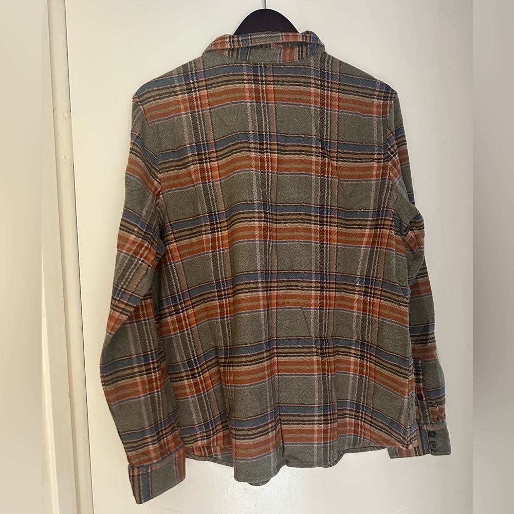 EUC Patagonia W XL Long-Sleeved Fjord Flannel Shirt Chambray Tundra Brown Plaid - Picture 5 of 5